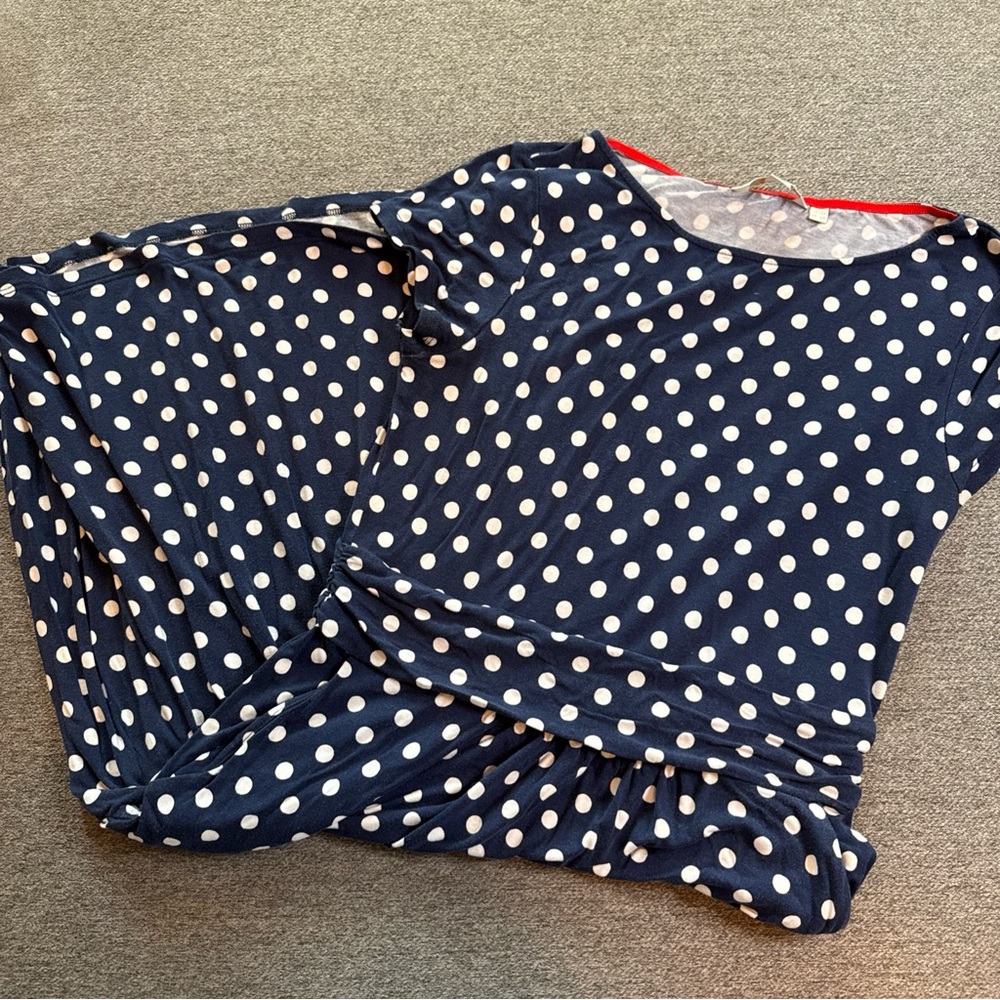 Boden Blue Polka Dot Amelie Jersey Fit & Flare Dress Size 6R